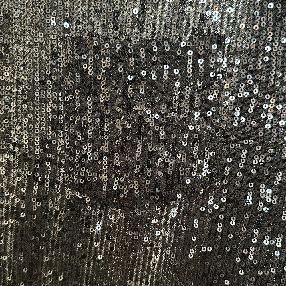 Sheer Black Mesh Sequin Button-Down Top Glam & Edgy Elegance View 6
